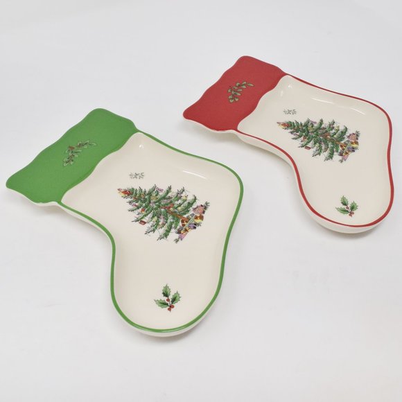 Spode Christmas Tree Stocking Dishes New in Box - Picture 9 of 11